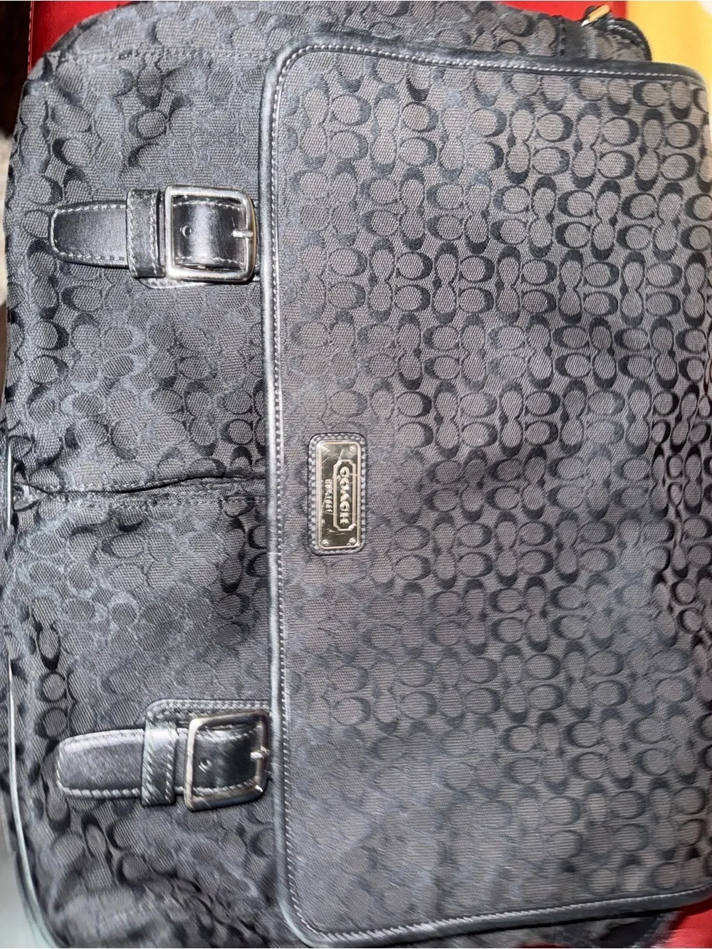 Coach Black Signature Jacquard Messenger Bag